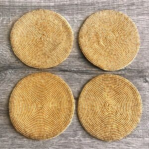 Pottery Barn Gold Beaded Coasters